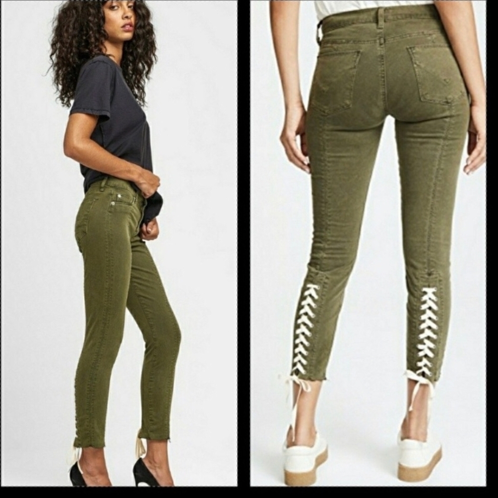 NWT Hudson Women's Nico Midrise Crop Super Skinny Jeans Olive Sz 25